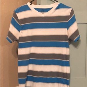 Men’s striped V neck tee shirt